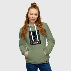 Толстовка-худи хлопковая женская Fenrir black vinyl, цвет: авокадо — фото 2