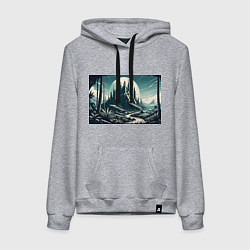 Толстовка-худи хлопковая женская Фантастика город, цвет: меланж