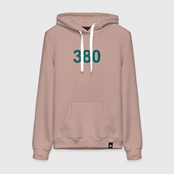 Толстовка-худи хлопковая женская 380 - Игра в кальмара, цвет: пыльно-розовый