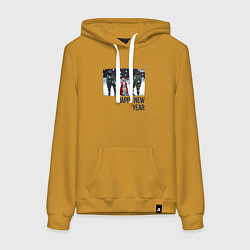 Толстовка-худи хлопковая женская Контр страйк - снеговик мем, цвет: горчичный