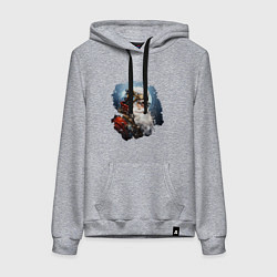 Толстовка-худи хлопковая женская Санта Клаус стимпанк, цвет: меланж