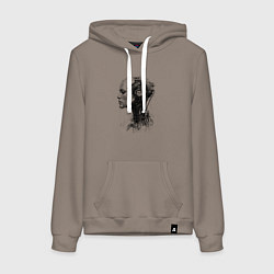 Толстовка-худи хлопковая женская Девушка андроид в профиль, цвет: утренний латте