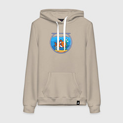 Толстовка-худи хлопковая женская Рыбка в аквариуме, цвет: миндальный