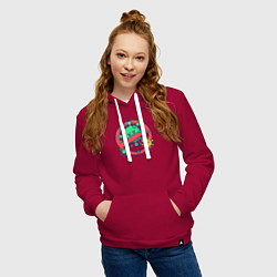 Толстовка-худи хлопковая женская Стоп вирус, цвет: маджента — фото 2