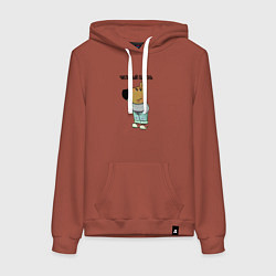 Толстовка-худи хлопковая женская Чиловый парень, цвет: кирпичный