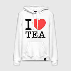 Толстовка-худи хлопковая женская I love tea, цвет: белый