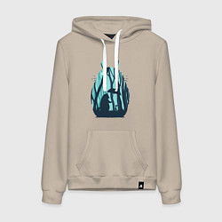 Толстовка-худи хлопковая женская Тоторо в лесу, цвет: миндальный