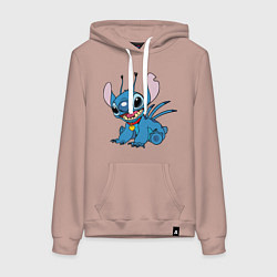 Толстовка-худи хлопковая женская Alien Stitch, цвет: пыльно-розовый