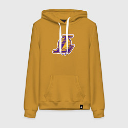 Толстовка-худи хлопковая женская Lakers team, цвет: горчичный