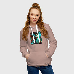 Толстовка-худи хлопковая женская Harry Potter - cyberpunk fantasy, цвет: пыльно-розовый — фото 2