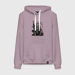 Толстовка-худи хлопковая женская Боевой пехотинец в броне, цвет: сиреневый