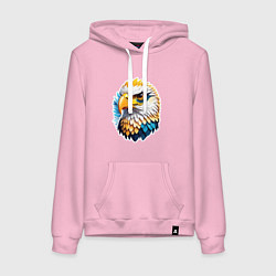 Толстовка-худи хлопковая женская Яркая голова орла, цвет: светло-розовый