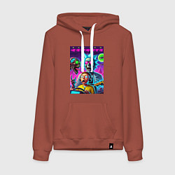 Толстовка-худи хлопковая женская Rick and Morty - racing esports, цвет: кирпичный