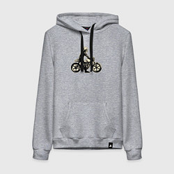 Толстовка-худи хлопковая женская Скелет мотоциклист, цвет: меланж