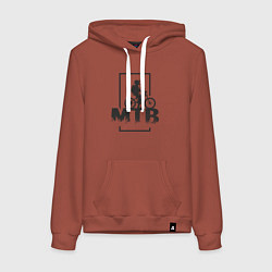 Толстовка-худи хлопковая женская Горный велосипед, цвет: кирпичный