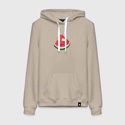 Толстовка-худи хлопковая женская Арбуз вынужден улыбаться - мем, цвет: миндальный