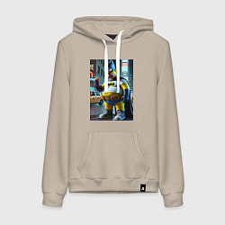 Толстовка-худи хлопковая женская Бэтсимпсон купил в фастфуде картофель фри, цвет: миндальный