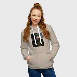 Толстовка-худи хлопковая женская Советский солдат, цвет: миндальный — фото 2