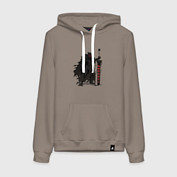 Толстовка-худи хлопковая женская Черный мечник, цвет: утренний латте