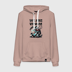 Толстовка-худи хлопковая женская Rick and slime - we are Venom, цвет: пыльно-розовый