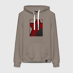 Толстовка-худи хлопковая женская Владимир Ильич Ленин, цвет: утренний латте