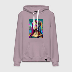 Толстовка-худи хлопковая женская The Gioconda of our days is eclectic, цвет: сиреневый