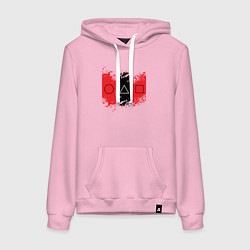 Толстовка-худи хлопковая женская Squid game logos, цвет: светло-розовый