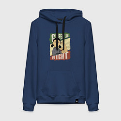 Толстовка-худи хлопковая женская Зелёный и красный свет, цвет: тёмно-синий