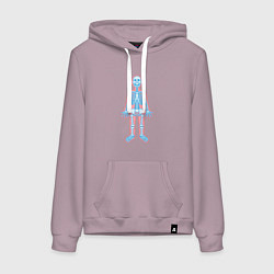 Толстовка-худи хлопковая женская Скелетик, цвет: сиреневый