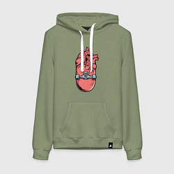 Толстовка-худи хлопковая женская Скейт в сердце, цвет: авокадо