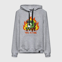 Толстовка-худи хлопковая женская Frog - this is fine, цвет: меланж