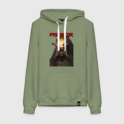 Толстовка-худи хлопковая женская Predator scream, цвет: авокадо