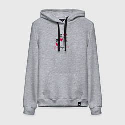 Толстовка-худи хлопковая женская Любовь всегда побеждает - крестики-нолики, но с се, цвет: меланж