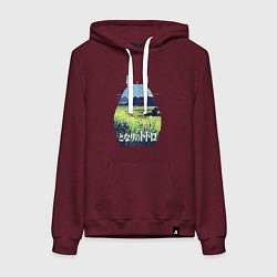 Толстовка-худи хлопковая женская Nature Totoro, цвет: меланж-бордовый