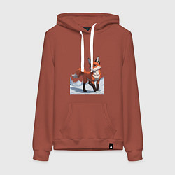 Толстовка-худи хлопковая женская Лисица-сестрица, цвет: кирпичный