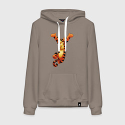 Толстовка-худи хлопковая женская Винни пух - Тигруля, цвет: утренний латте