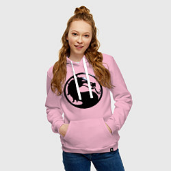 Толстовка-худи хлопковая женская Смертельная битва - логотип, цвет: светло-розовый — фото 2
