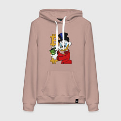 Толстовка-худи хлопковая женская Duck tales - Scrooge bitcoin, цвет: пыльно-розовый