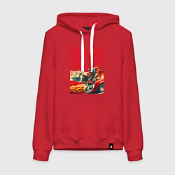 Толстовка-худи хлопковая женская Dragon cool racer - ai art, цвет: красный