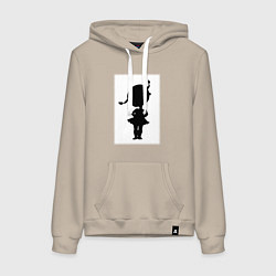 Толстовка-худи хлопковая женская Силуэт поцелуй она - для пары, цвет: миндальный