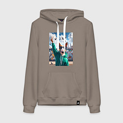 Женская толстовка-худи Чувак бультерьер на фоне граффити