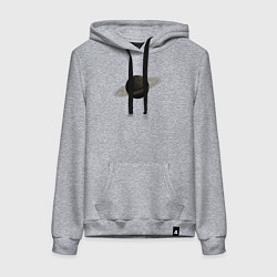 Толстовка-худи хлопковая женская Планета арт, коричневая с кольцом, цвет: меланж