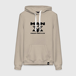Толстовка-худи хлопковая женская MAN дальнобойщик, цвет: миндальный