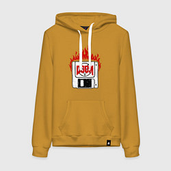 Толстовка-худи хлопковая женская Дискета с думом, цвет: горчичный