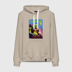 Женская толстовка-худи Кибер Шрек в татухах - прикол