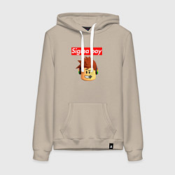 Толстовка-худи хлопковая женская Sigma boy roblox head - мем Роблокс Сигма бой, цвет: миндальный