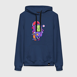Толстовка-худи хлопковая женская Тетрис скейтер, цвет: тёмно-синий