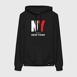 Толстовка-худи хлопковая женская The city of New York, цвет: черный