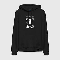 Толстовка-худи хлопковая женская Bob Marley abstract portrait, цвет: черный