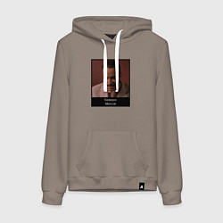 Толстовка-худи хлопковая женская Бонжорно Мискузи мем Евротур, цвет: утренний латте